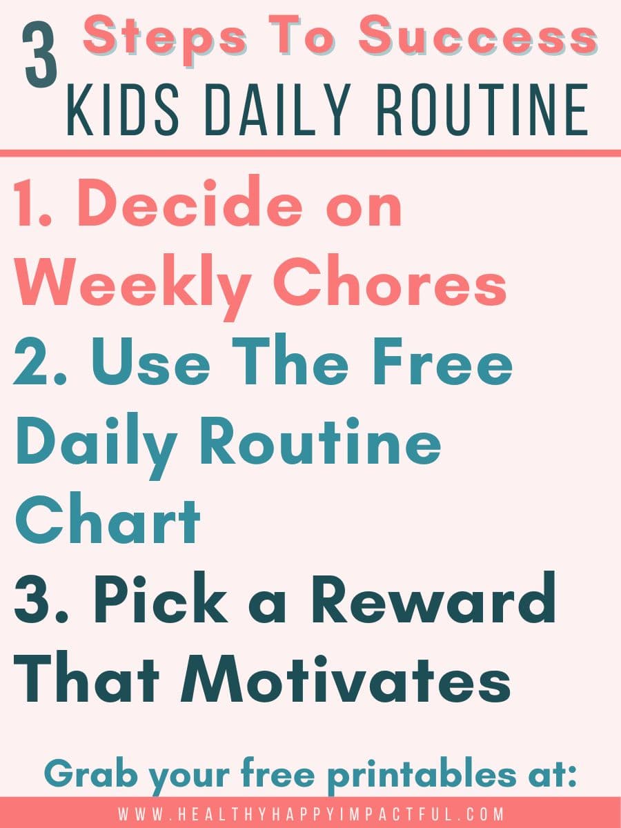 3 steps to success daily routine printables for kids 10 year old kids, 6 year old, 7, 8, 5 year old