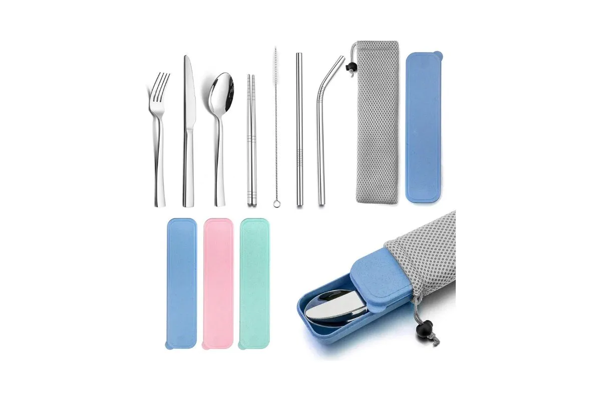 utensils and travel case make a great teacher emergency kit idea for your Amazon list