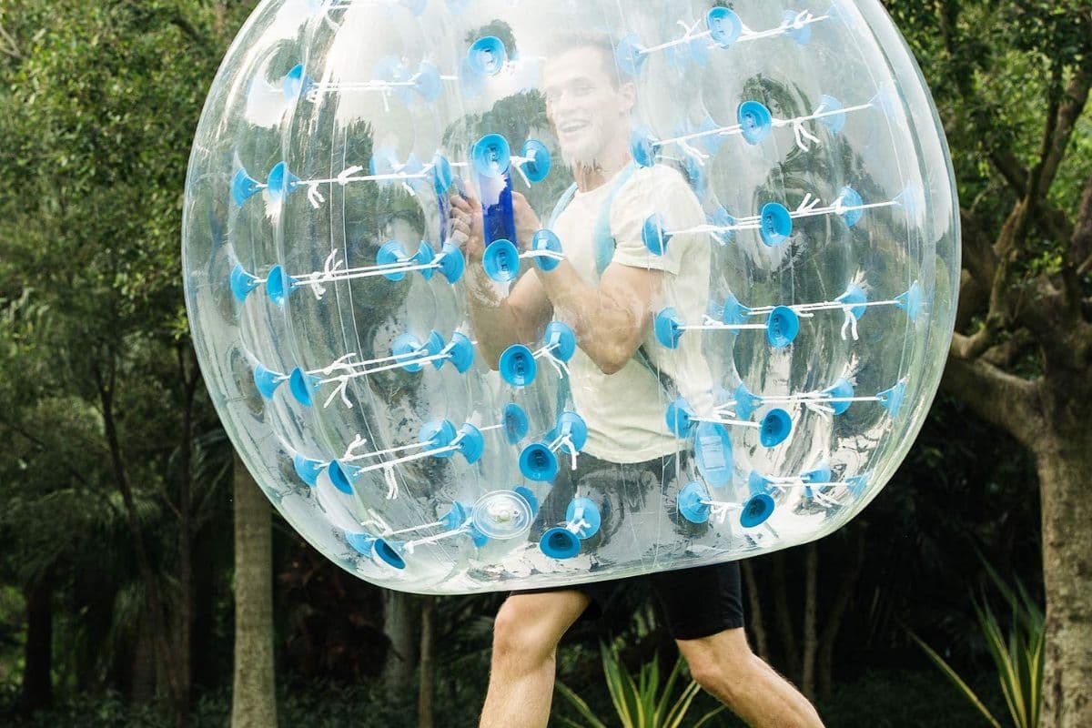 man playing bubble soccer