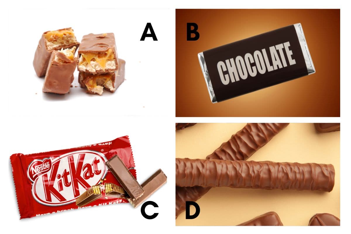 snickers, chocolate bar, kit kat, and Twix; facts about candy