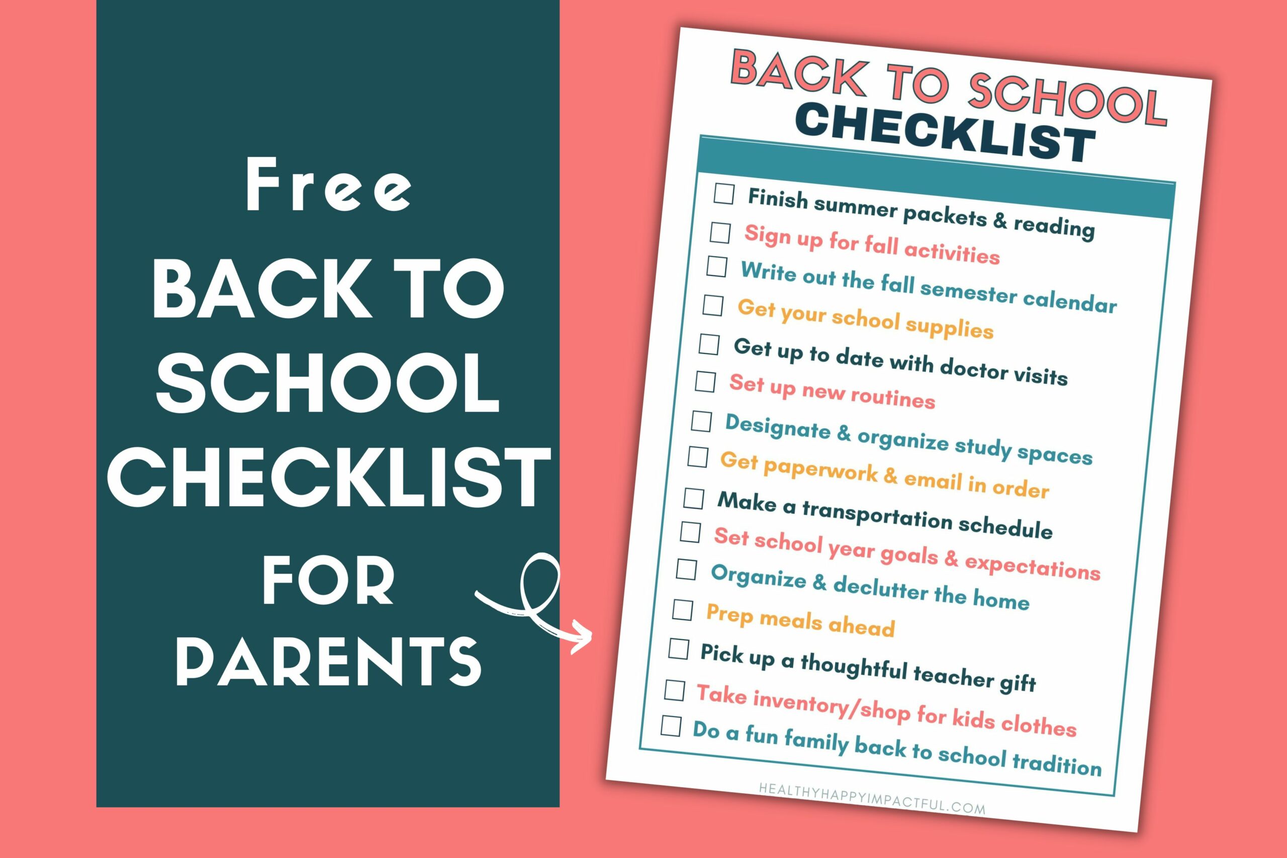 Free Printable Back to School Checklist for Parents