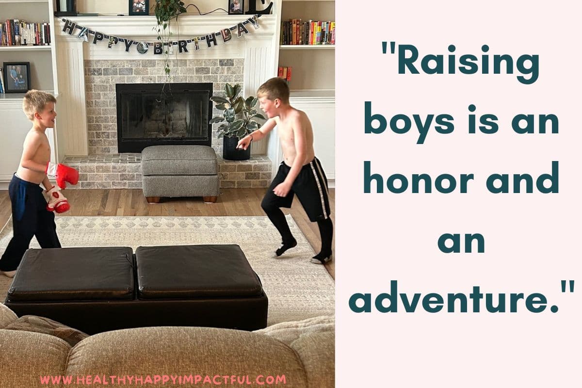 boys wrestling in the living room; little boy quotes from mommy; momma; baby; moms