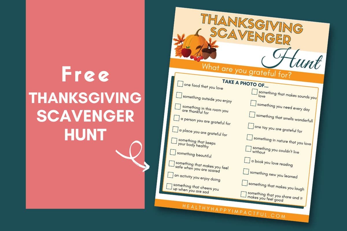 free gratitude scavenger hunt list pdf printable for Thanksgiving