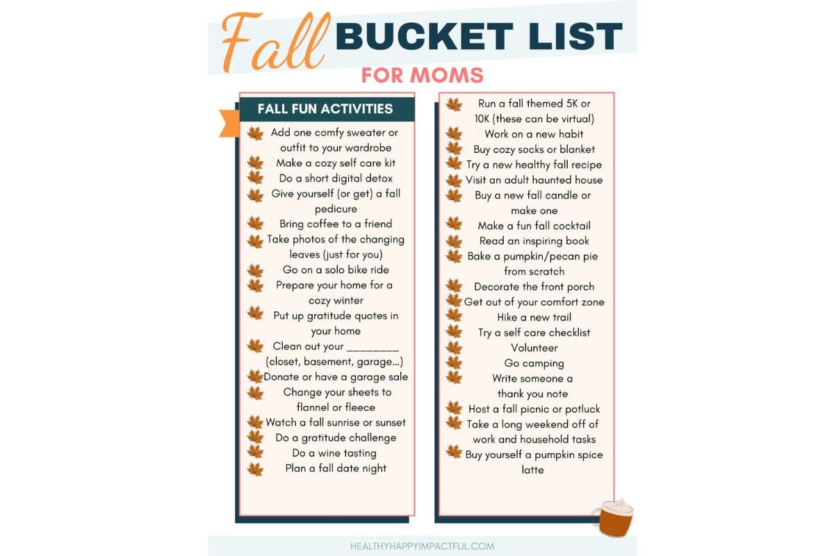 fall buckets lists; ideas for moms