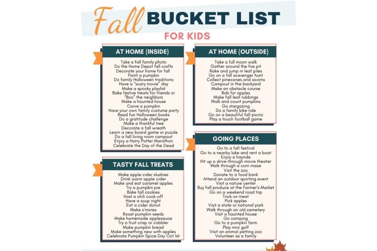 fall bucket list for kids 2023