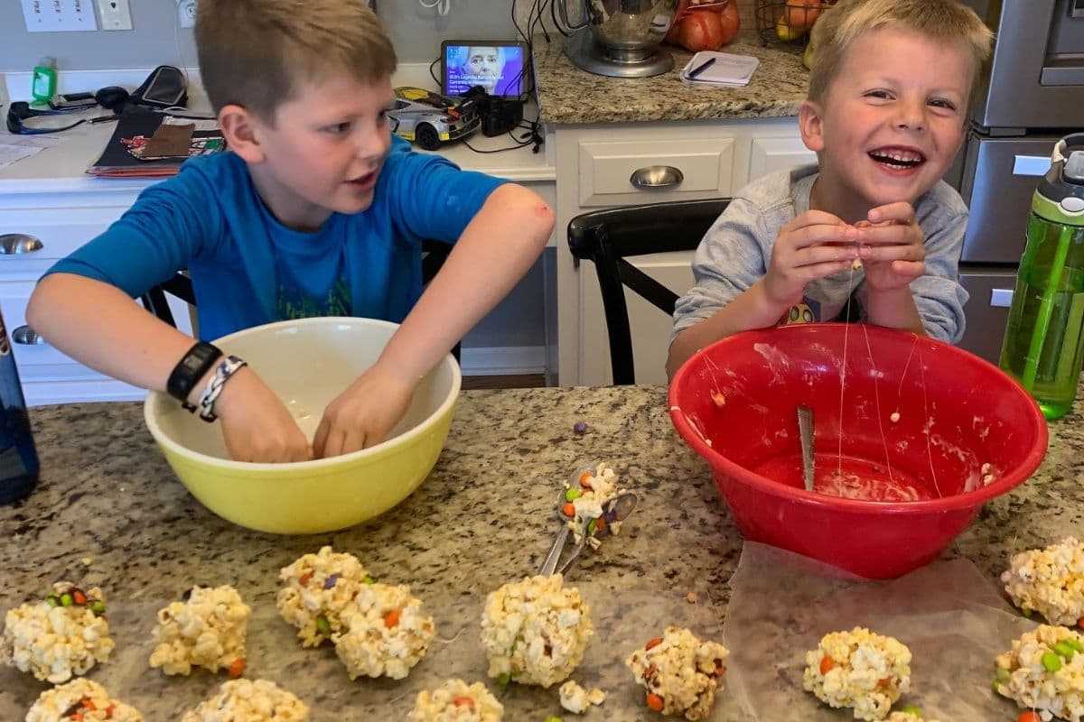 popcorn balls for your autumn bucket list for kids