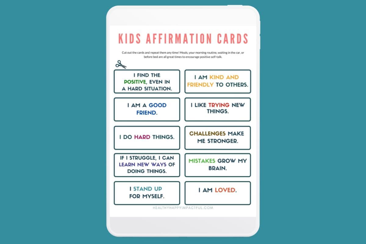 printable affirmation cards; positive words for kids