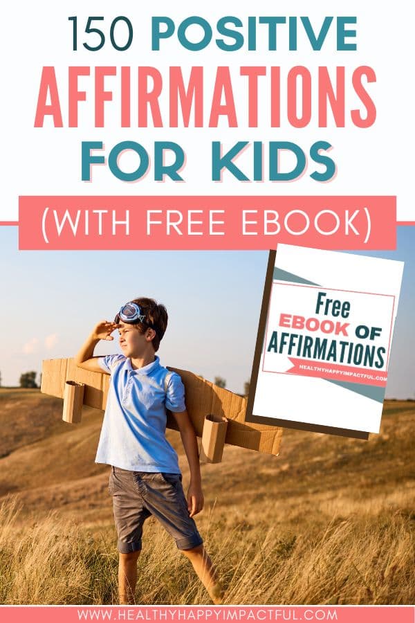 positive affirmations for kids and students pin (with free ebook)