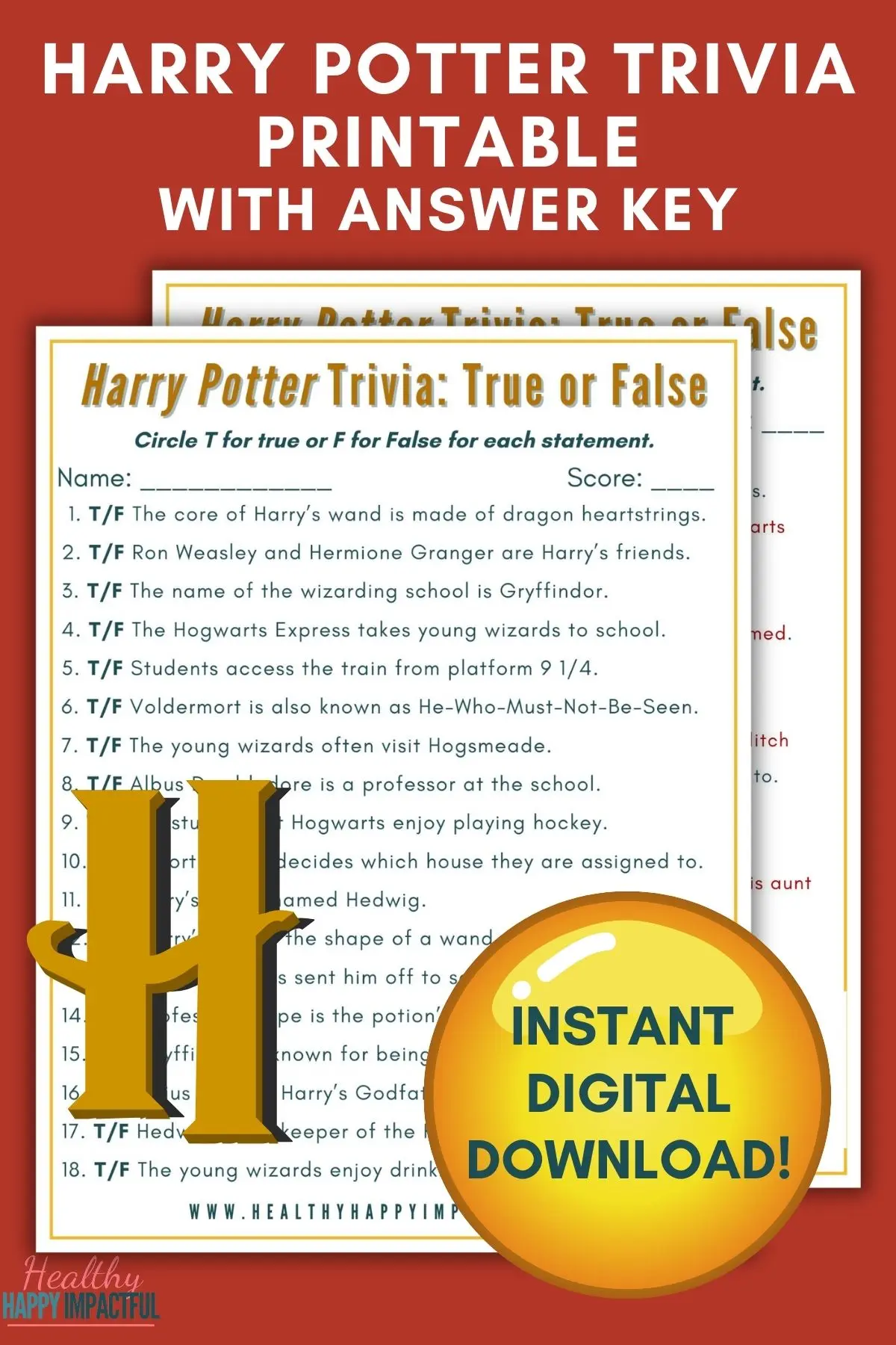 Harry potter trivia pdf printable