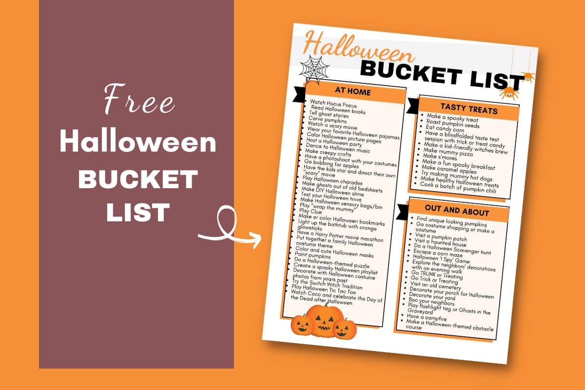Halloween bucket list pdf free printable