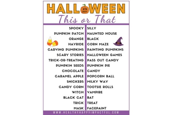 Halloween this or that game questions printable; pdf