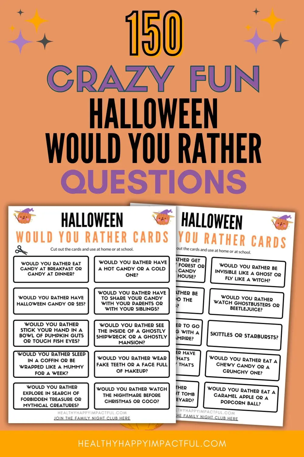 printable would you rather Halloween pdf cards