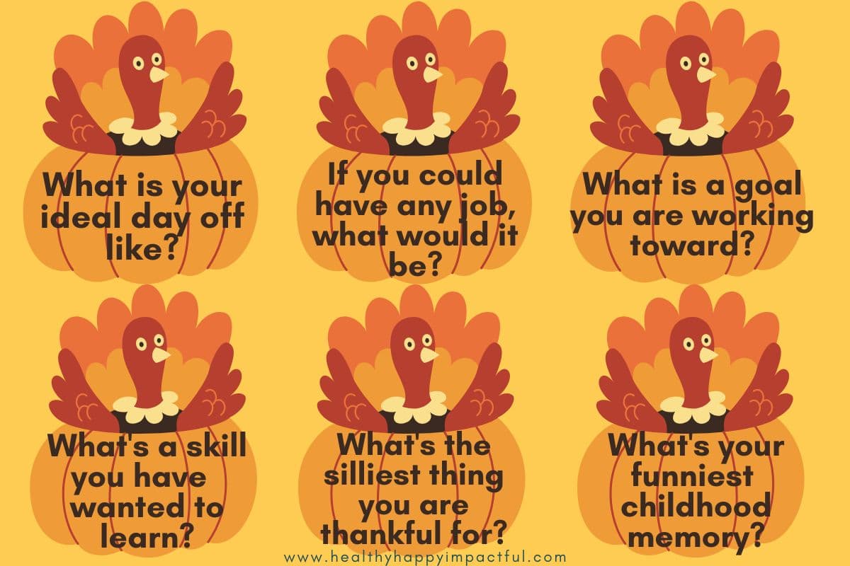 Thanksgiving funny dinner conversation starters; table topic questions