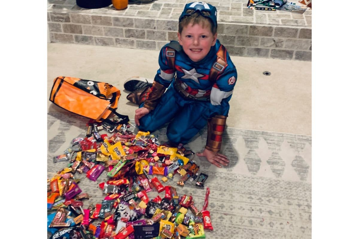 child with too much candy