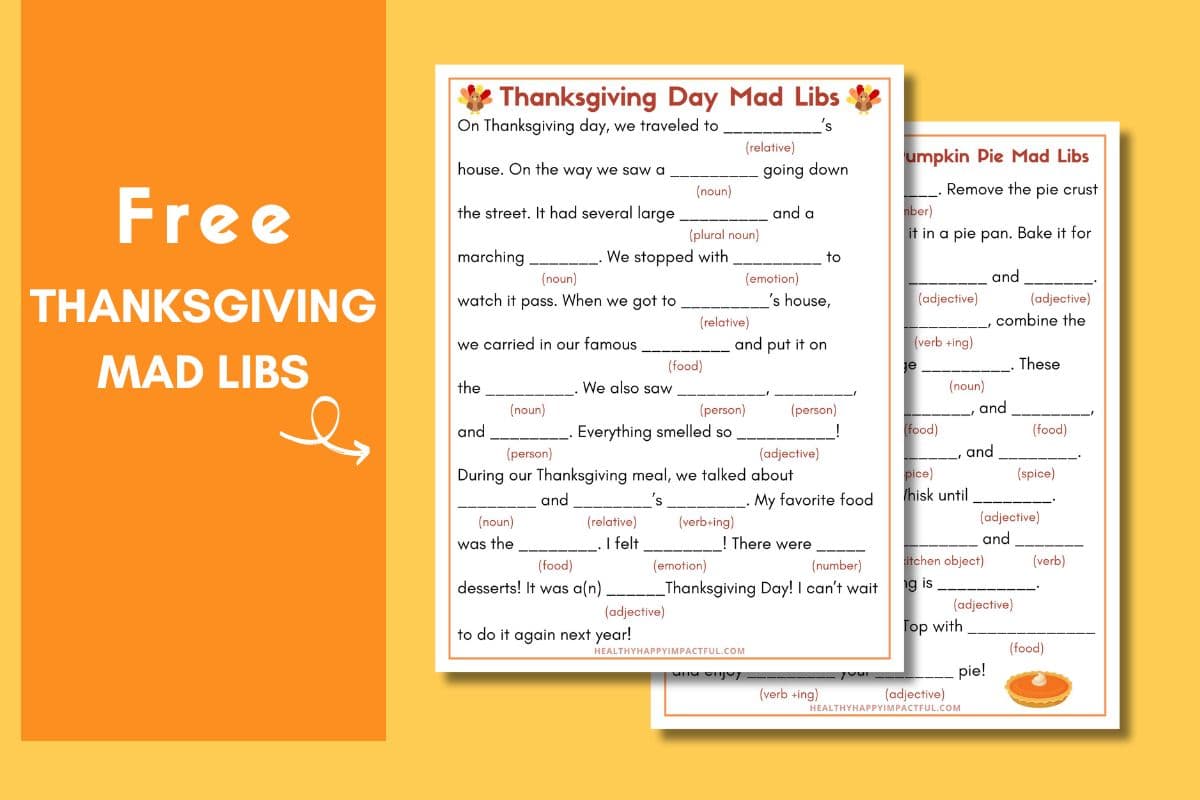 free printable Thanksgiving mad libs; pdf