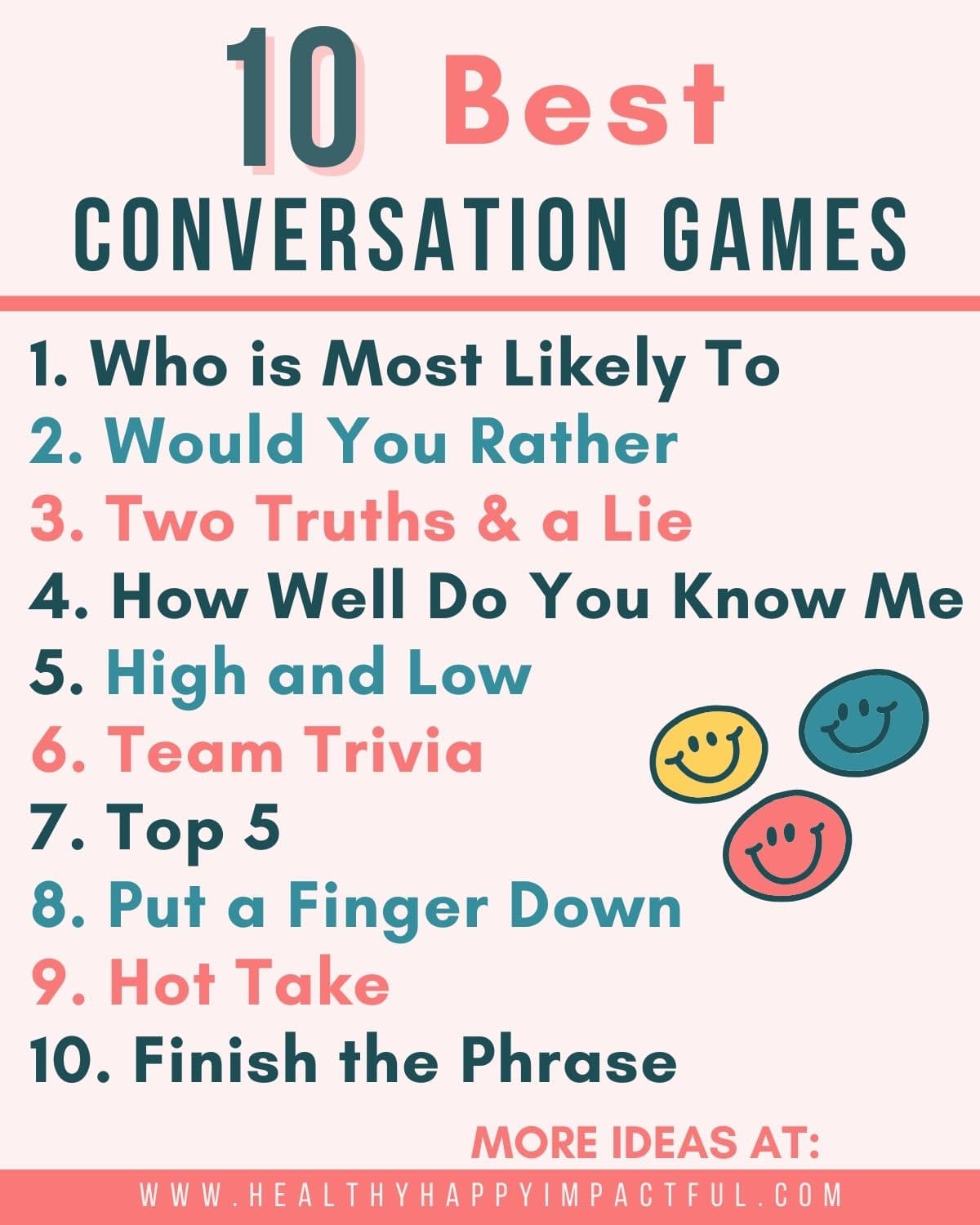 Fun conversation talking games to play with family and friends, goals examples and ideas