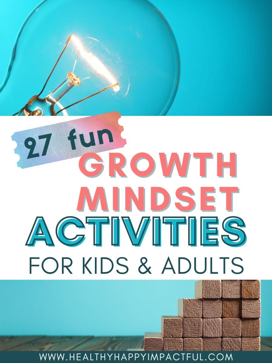 growth mindset vs fixed mindset activities for kids and adults pin
