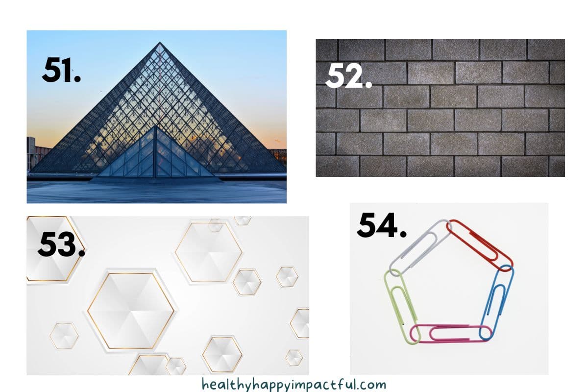 Math trivia picture quiz with shapes and geometry