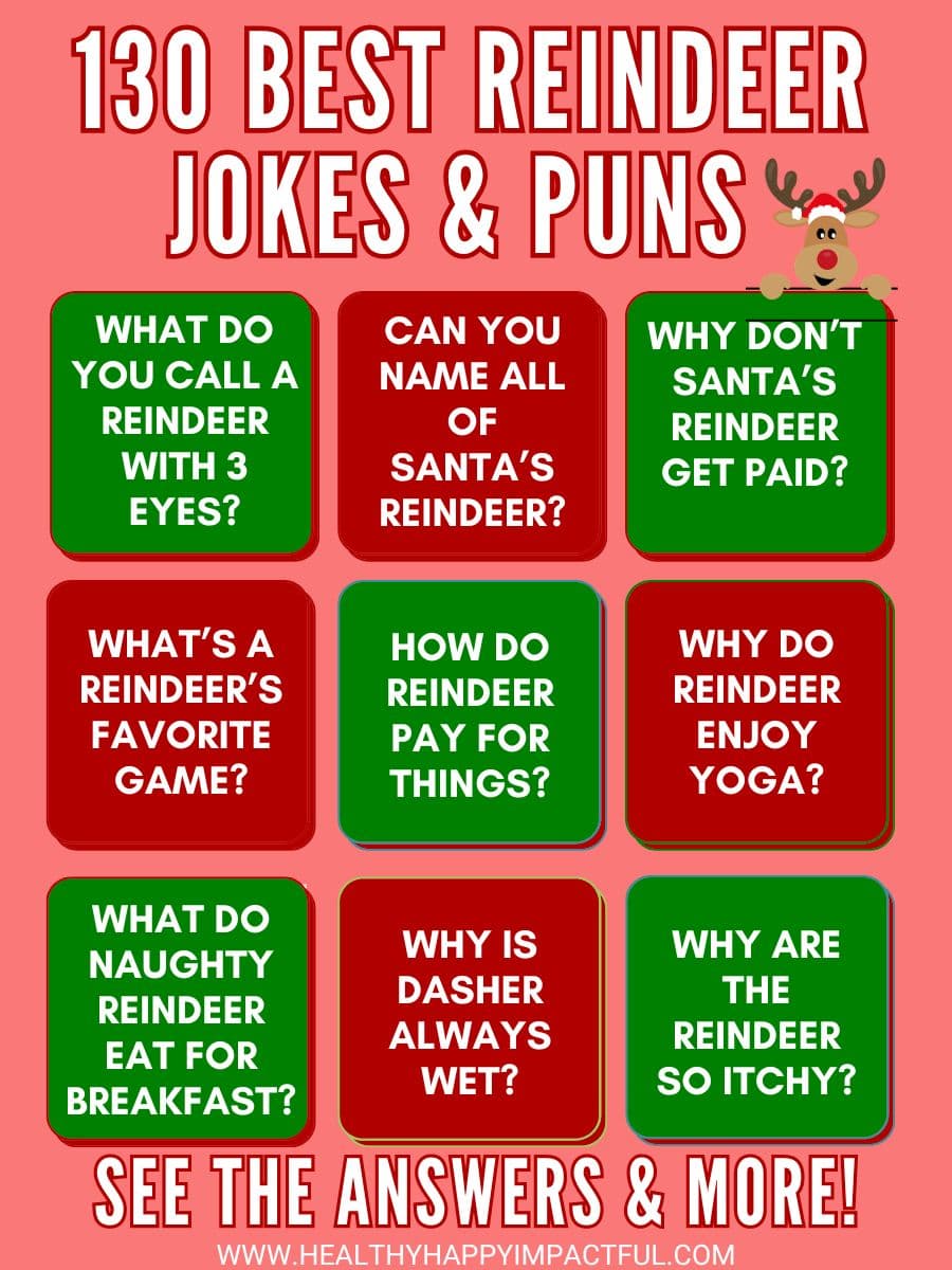pin; Best reindeer jokes for kindergarten; cute; clean; family holiday; xmas