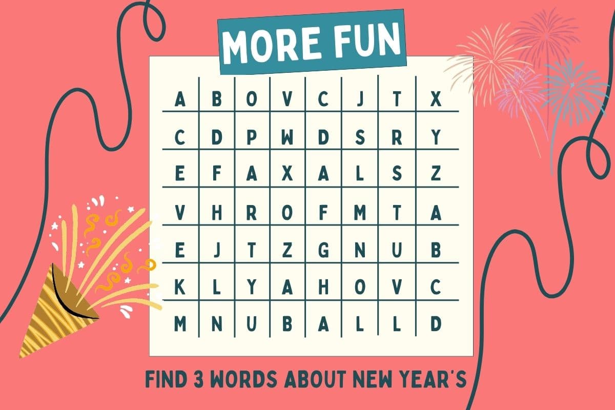 word fun; New Year crossword riddle