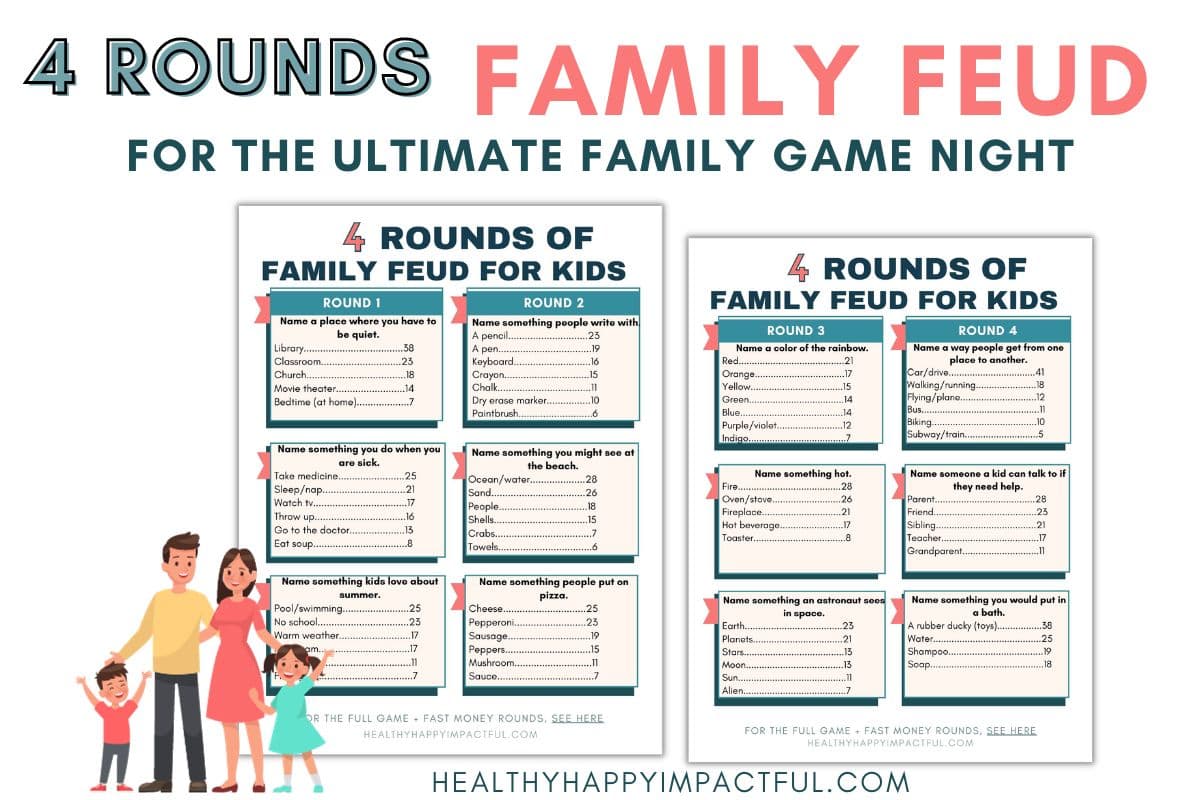 best list of family feud questions for kids with adults, students in the classroom icebreaker