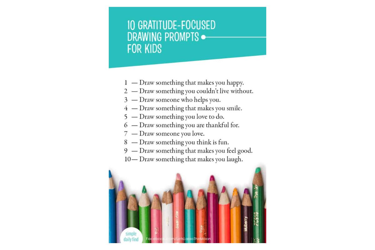gratitude drawing prompts; activities for teens; middle and high school; crafts