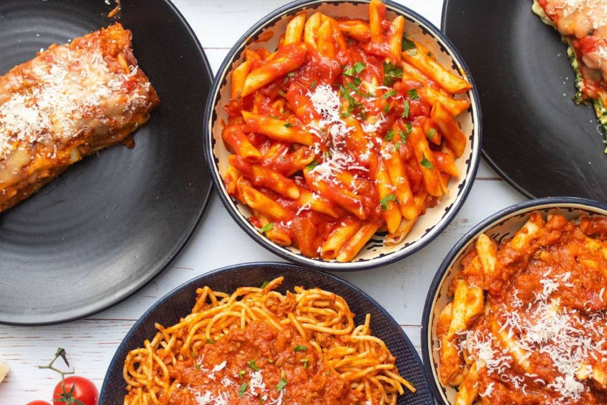 plates of pasta dishes