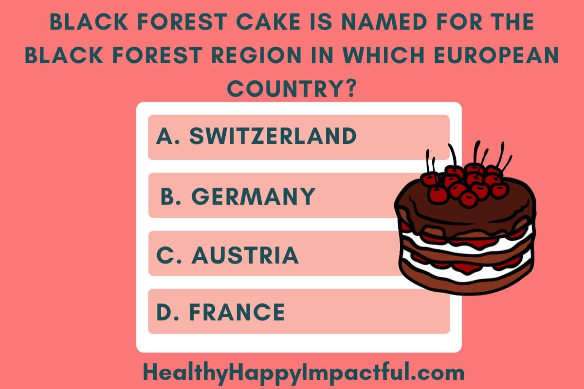 fun food and dessert trivia game; multiple choice; facts