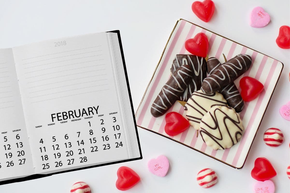 February calendar and candy