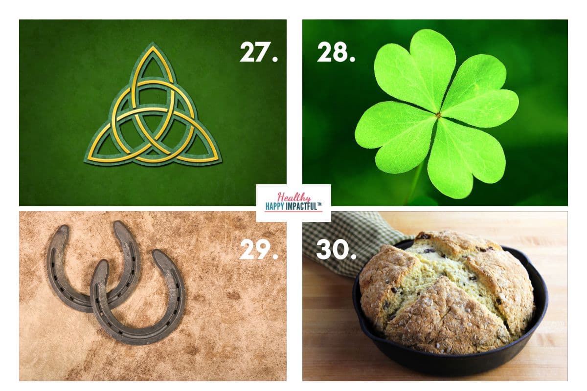 celtic knotfour-leaf cloverhorsehoessoda bread; Irish trivia quiz questions