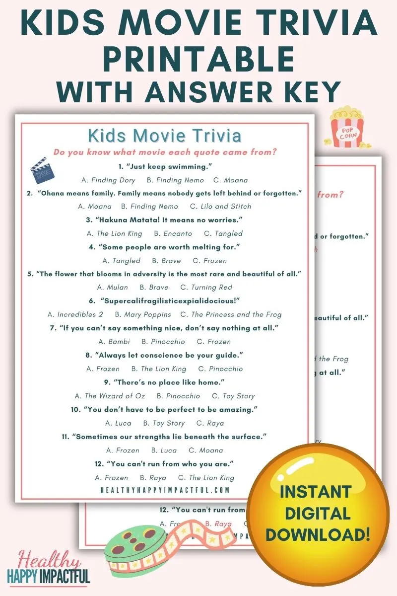 kids movie trivia printable