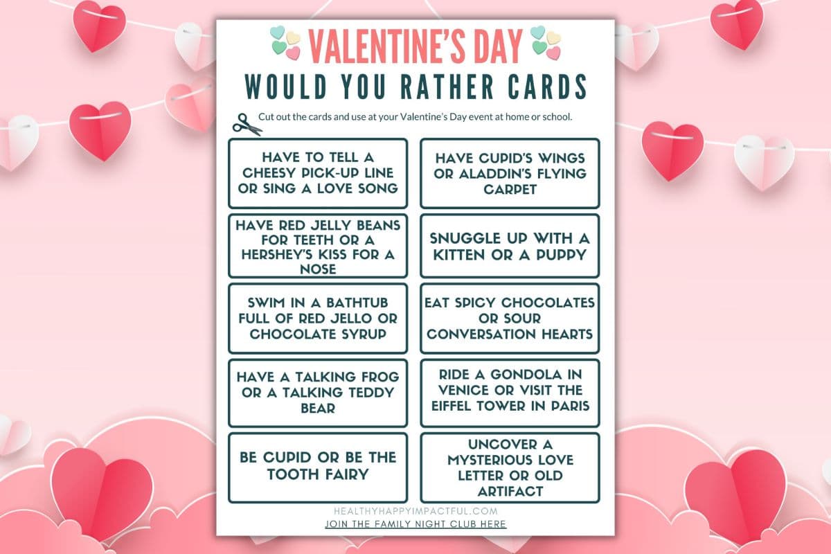 would you rather free printable Valentine's Day edition