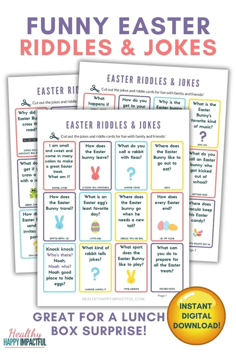 Easter jokes and riddles cards printable pdf