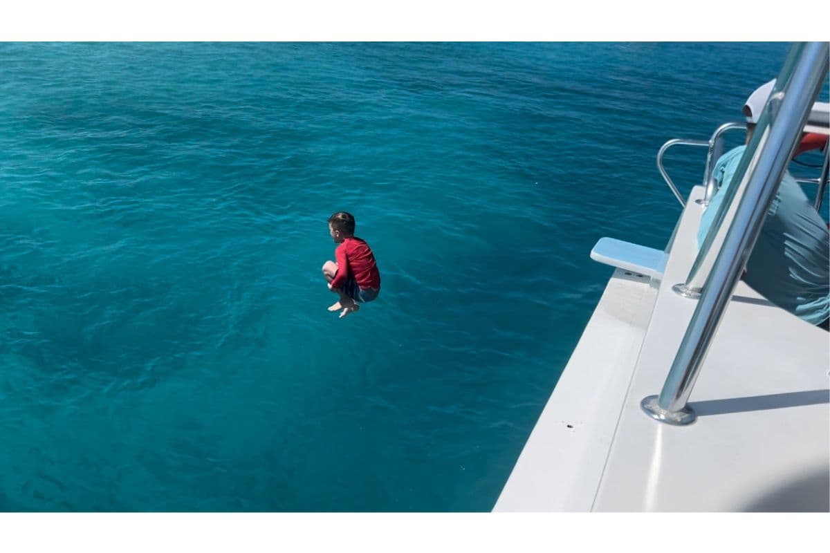 jumping off diving board