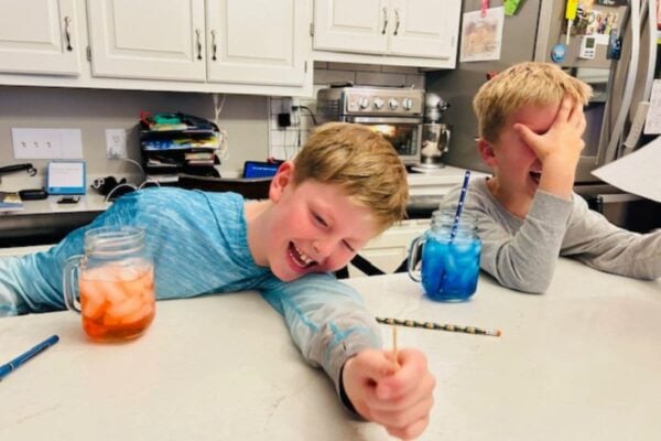 Family night club, picture of the boys in the kitchen