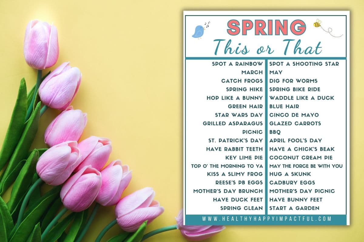 spring this or that questions brain break and free printable
