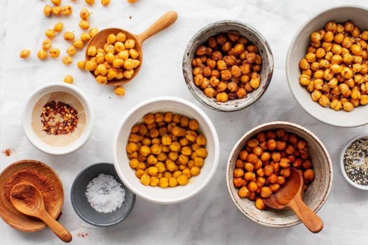 crispy roasted chickpeas; easy finger foods for game night