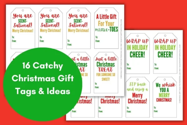 cute printable Christmas gift tags; catchy; free