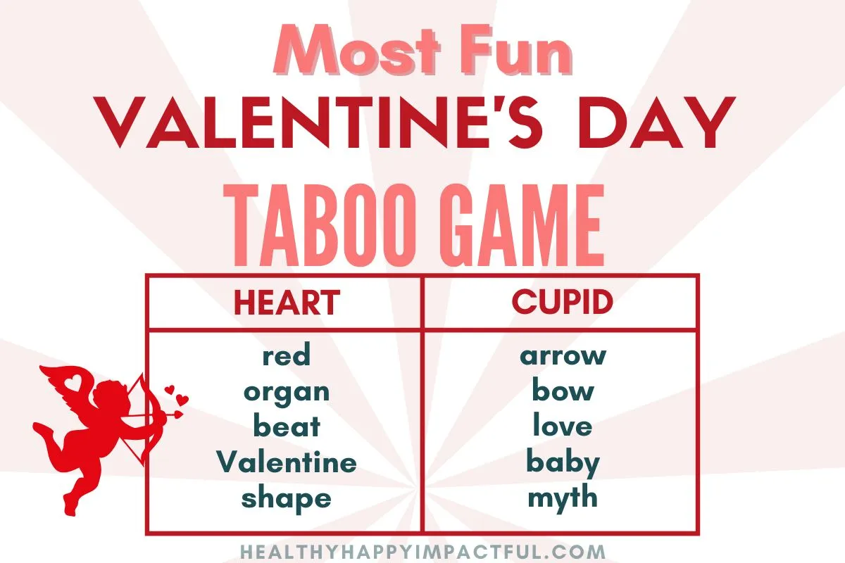 valentine's day taboo game for kid and adults; party ideas