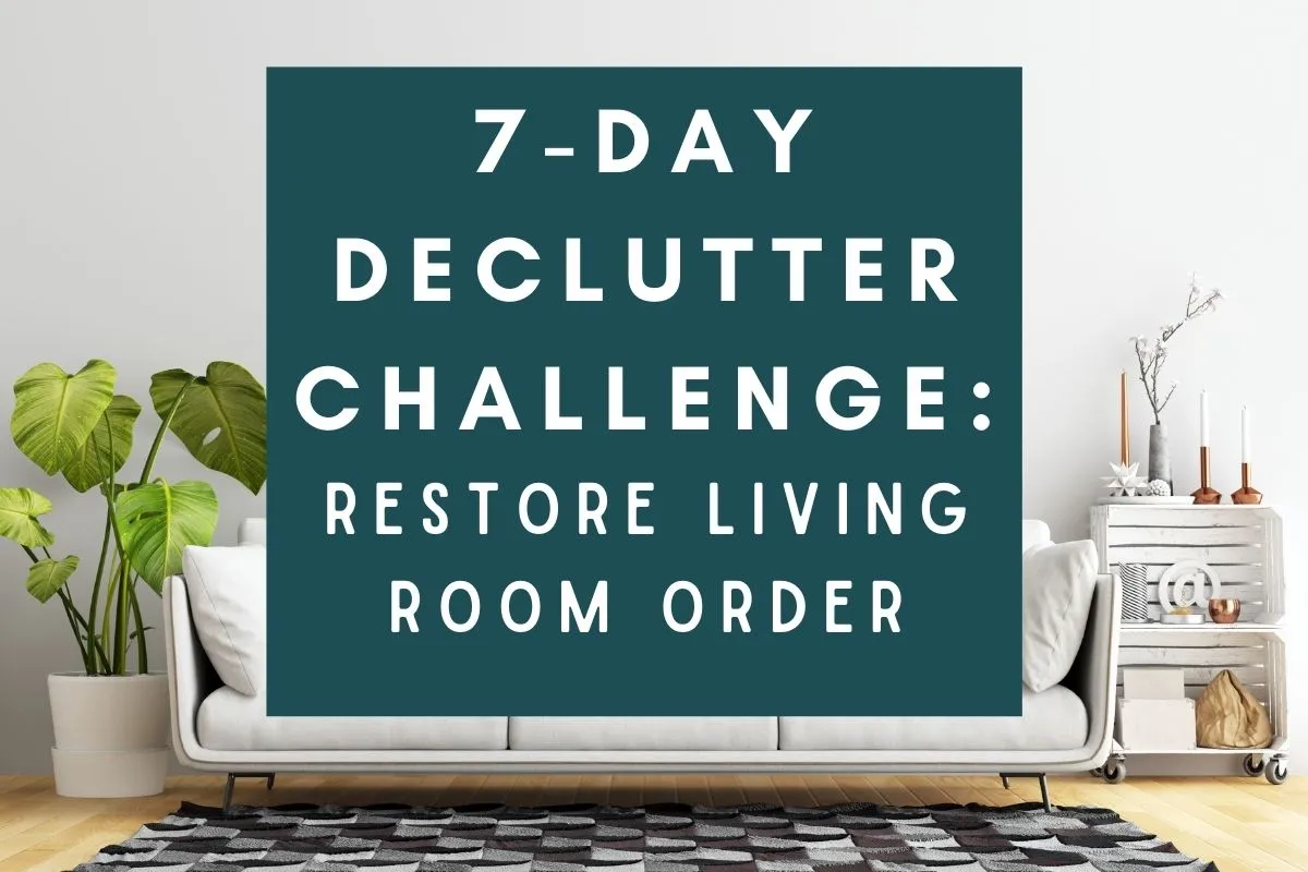 7 day declutter challenge; day 2; living room