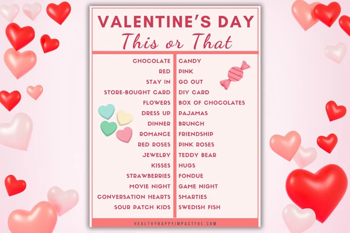 Valentine's Day this or that questions printable game