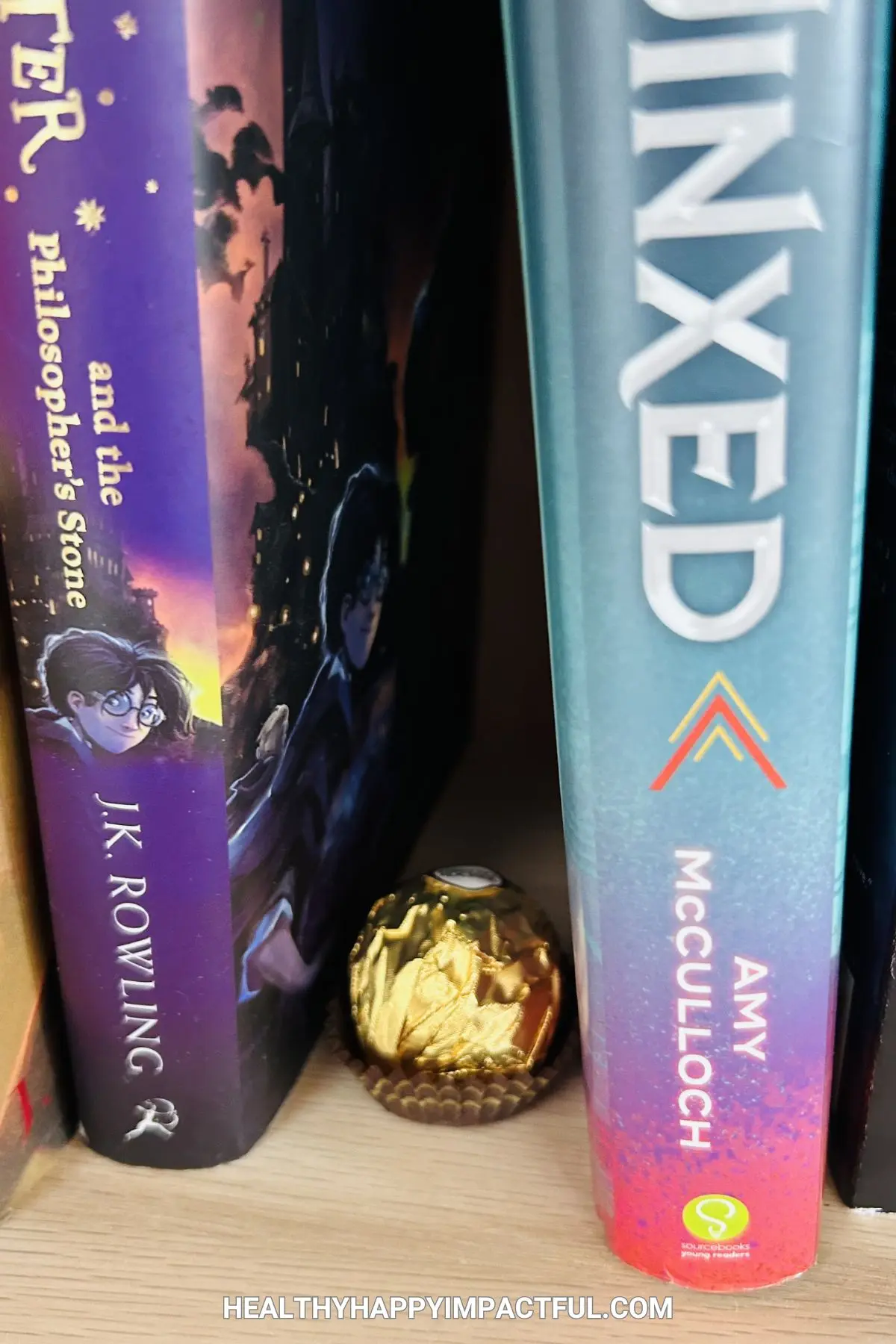 chocolate hidden between books