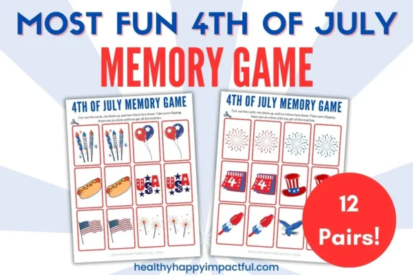 4th of July memory game cards to play in groups, party Independence Day