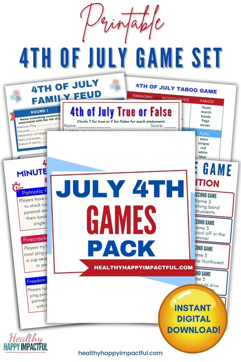 4th of July game set printable