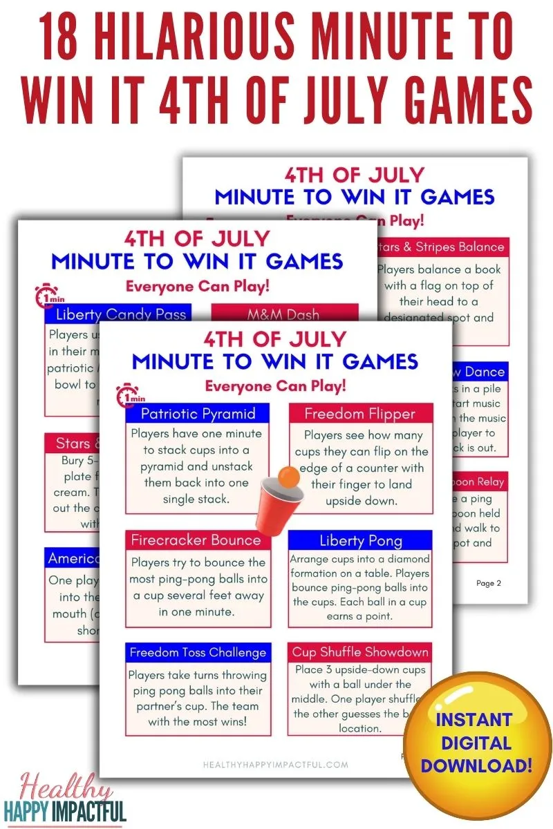 4th of July minute to win it printable game cards