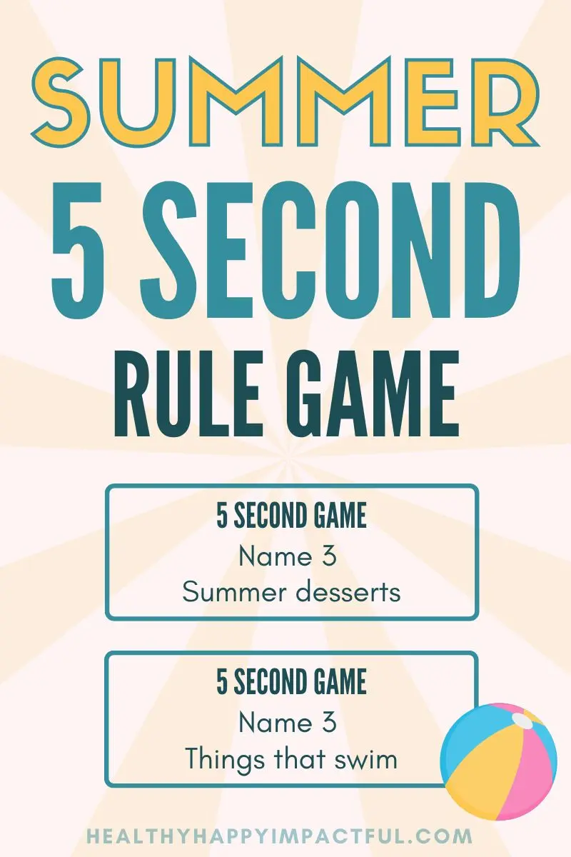 summer 5 second game for kids and adults