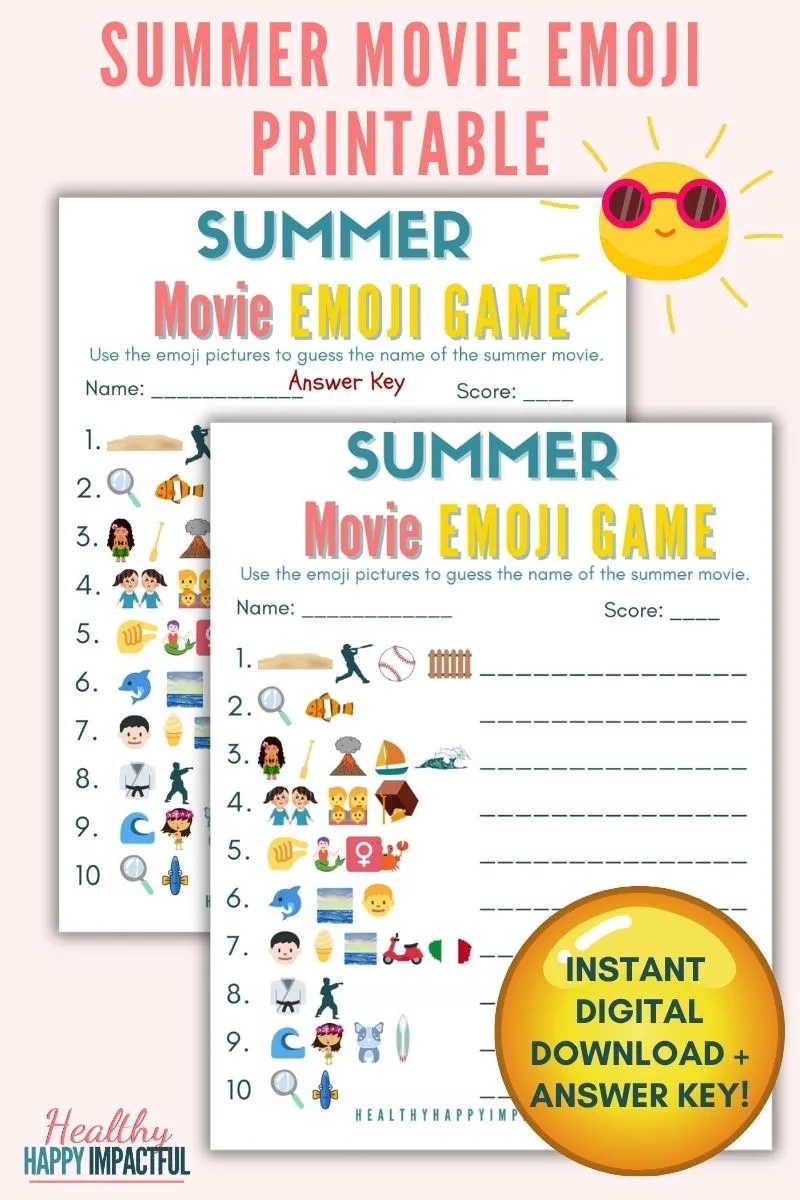 summer movie emoji printable