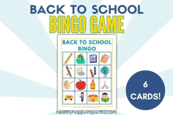 back to school bingo game cards for kids
