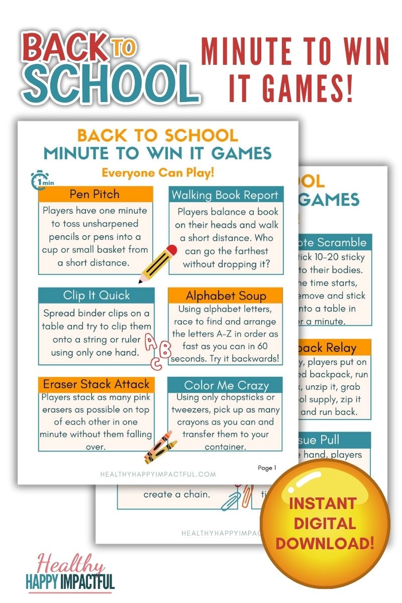 back to school minute to win it games printable cards