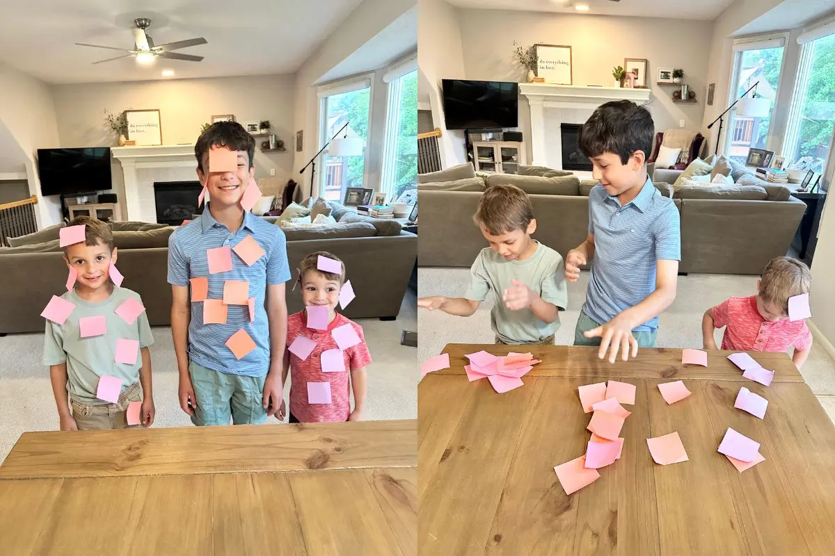 sticky note scramble, first days of school games to play